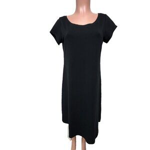 Eileen Fisher Pullover Short Sleeve Dress Women's Size Small Black Knit